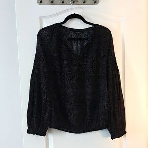Lucky Brand Black Puff Sleeve Blouse